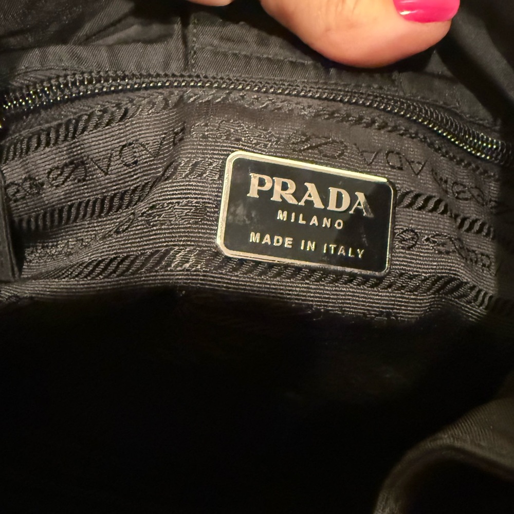 Prada Black Nylon Shoulder Bag w/ Lucite Handle & Leopard Twilly EUC - Picture 10 of 11